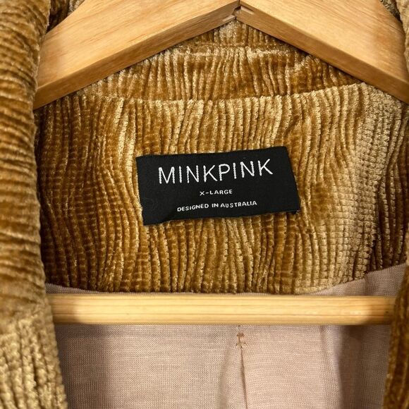 MINKPINK Arianna Jacket Crushed Velvet Gold Blazer Women’s XL - Picture 5 of 5